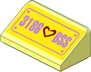 Slope Brick 31  1 x  2 x  0.667 with "3186 BSS" License Plate Sticker