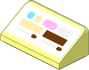 Slope Brick 31  1 x  2 x  0.667 with Paintbox, Mirror and Makeup Brushes Inverted Sticker