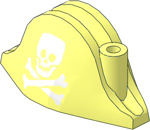 Minifig Hat Bicorne with Squared Skull and Crossbones Pattern