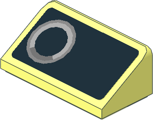 Slope Brick 31  1 x  2 x  0.667 with Grey and White Ring on Black Background Right Sticker