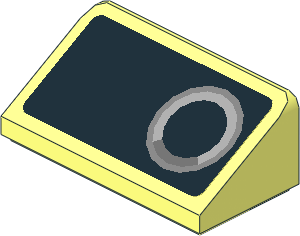 Slope Brick 31  1 x  2 x  0.667 with Grey and White Ring on Black Background Left Sticker