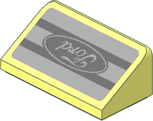 Slope Brick 31  1 x  2 x  0.667 with Dark Bluish Grey Ford Badge with Stripes on Light Grey Background Sticker