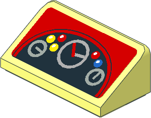 Slope Brick 31  1 x  2 x  0.667 with Black Dashboard on Red Background Sticker