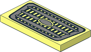 Tile  2 x  4 with Metallic Silver Car Grille Pattern