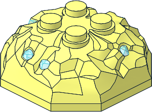 Rock  4 x  4 x  1.333 Top with Trans Light Blue Crystals Pattern