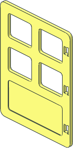 Duplo Door  1 x  4 x  4 with Flat Top with  4 Same Size Panes