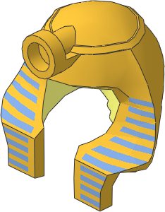 Minifig Headdress Nemes with Medium Blue Stripes on Metallic Gold Pattern