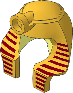 Minifig Headdress Nemes with Dark Red Stripes on Metallic Gold Pattern