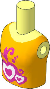 Figure Friends Girl Torso with Bright Light Orange Vest Top with Hearts Pattern