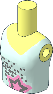 Figure Friends Girl Torso with Light Aqua Long Vest Top with Star Pattern