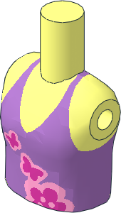 Figure Friends Girl Torso with Medium Lavender Halter Top with Butterflies and Flower Pattern