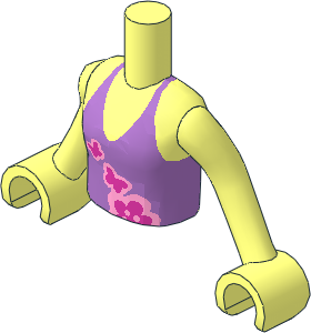 Figure Friends Girl Torso with Arms with Medium Lavender Halter Top with Butterflies and Flower Pattern