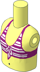 Figure Friends Girl Torso with Magenta and White Striped Bikini Top Pattern