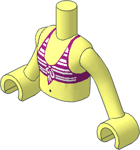 Figure Friends Girl Torso with Arms with Magenta and White Striped Bikini Top Pattern