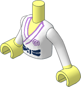 Figure Friends Girl Torso with Arms with Karate Top and Dark Blue Belt Pattern