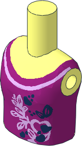 Figure Friends Girl Torso with Magenta Top with Butterflies and Leaves Pattern