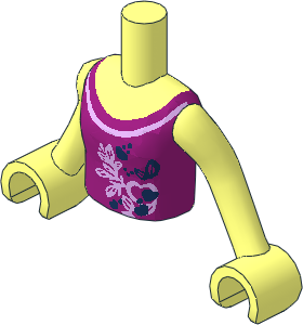 Figure Friends Girl Torso with Arms with Magenta Top with Butterflies and Leaves Pattern
