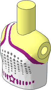 Figure Friends Girl Torso with White Sleeveless One Strap Top with Metallic Silver Dots and Magenta Star Pattern