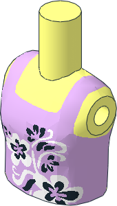 Figure Friends Girl Torso with Lavender Vest Top with Black and White Flowers Pattern