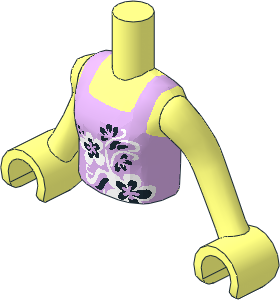 Figure Friends Girl Torso with Arms with Lavender Vest Top with Black and White Flowers Pattern