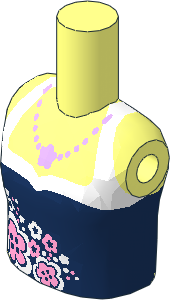 Figure Friends Girl Torso with Dark Blue and White Halter Top with Flowers and Necklace Pattern