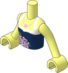 Figure Friends Girl Torso with Arms with Dark Blue and White Halter Top with Flowers and Necklace Pattern