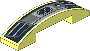 Slope Brick Curved  4 x  1 Double with Grey Exhaust Pipe on Black Background Sticker