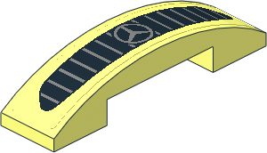 Slope Brick Curved  4 x  1 Double with Front Grille with Vertical Lines on Transparent Background Sticker