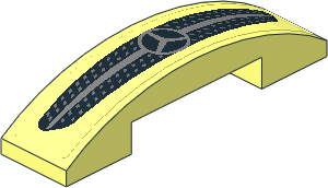 Slope Brick Curved  4 x  1 Double with Front Grille with Horizontal Line and Dots on Transparent Background Sticker