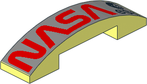 Slope Brick Curved  4 x  1 Double with Red "NASA", Black "ESA", and Silver Background Pattern