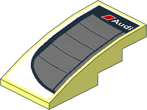 Slope Brick Curved  4 x  2 with Dark Grey Rear Windshield with Black Air Vents and White Audi Logo on White Face Sticker