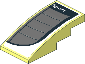 Slope Brick Curved  4 x  2 with Dark Grey Rear Windshield with Black Air Vents and White Sport Logo on White Face Sticker