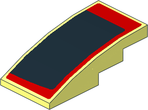 Slope Brick Curved  4 x  2 with Black Trapezoid on Red Background Right Sticker