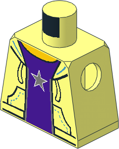 Minifig Torso with Hooded Sweatshirt, Dark Purple Shirt with Silver Star Pattern