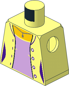 Minifig Torso with Open Jacket, Metallic Silver Necklace and Lavender Shirt Pattern