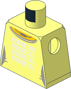 Minifig Torso with Female Outline Silver Necklace and White Binary Code for LEGO Pattern