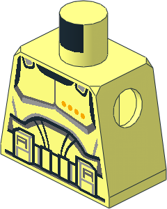 Minifig Torso with SW Clone Trooper Commander Armour, 4 Bright Light Orange Dots Pattern