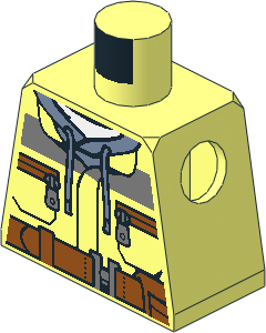 Minifig Torso with Construction Jacket over Sand Blue Hoodie and Dark Orange Belt Pattern