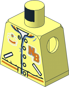 Minifig Torso with Sports Jacket with Orange "NB" and "SQUIDS" Pattern