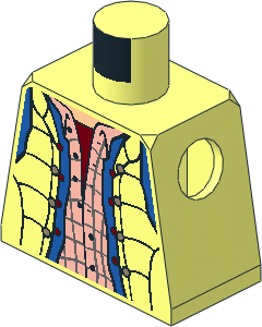 Minifig Torso with Vest with Plaid Shirt and Blue Denim Jacket Pattern