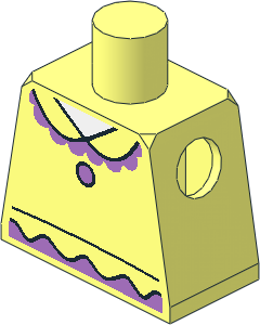 Minifig Torso with White Collar, Medium Lavender Ruffles and Button Pattern