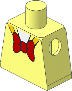 Minifig Torso with Red Bow and Yellow Collar Pattern
