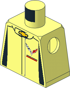 Minifig Torso with Race Suit with Chevrolet Corvette Z06-C7 Logos and Black Stripes Pattern