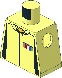 Minifig Torso with Race Suit with Chevrolet Camaro Logos and Black Stripes Pattern