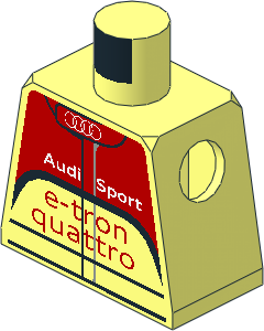 Minifig Torso with Race Suit with "Audi Sport e-tron quattro" Logos and Red and White Pattern