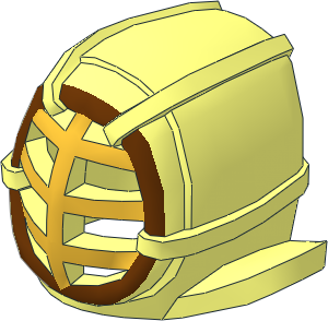 Minifig Kendo Mask with Metallic Gold Grille and Reddish Brown Trim Pattern