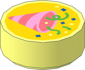 Tile  1 x  1 Round with Bright Pink and Coral Party Popper Pattern