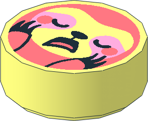 Tile  1 x  1 Round with Sloth Face Pattern