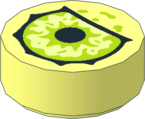 Tile  1 x  1 Round with Lime and Light Lime Eye with Black Pupil Partially Closed Pattern