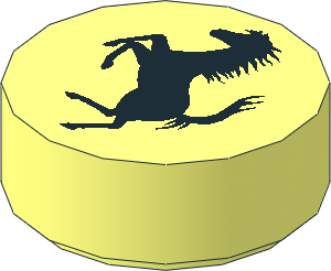 Tile  1 x  1 Round with Black Ferrari Horse Logo Pattern